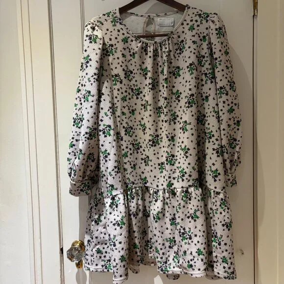ASOS Design Floral Dress Size 14 3/4 Sleeves Textured Crepe - Picture 10 of 10